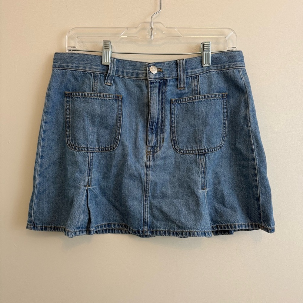Madewell Pleated Denim Mini Skirt Stilecrost Wash Size 27 Preppy Academia